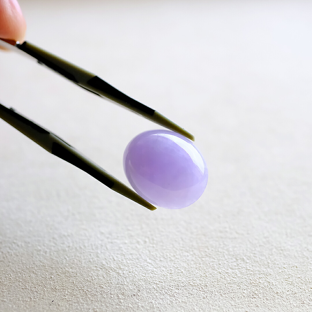 翡翠(ヒスイ)ルース『LAVENDER HAZE』(23.17ct/ラベンダー翡翠) 希少 一点物 高品質 ミャンマー産天然ひすい ナチュラルジェダイト 硬玉 無着色 5月誕生石 国石 ギフト プレゼント セミオーダー オーバルカボション お祝い 【鑑別書作成無料】【送料無料】の商品画像_5