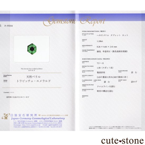 コロンビア産 トラピッチェエメラルドのルース（鑑別書付） No.4の商品画像_2
