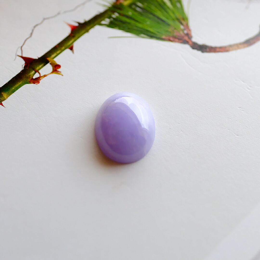 翡翠(ヒスイ)ルース『LAVENDER HAZE』(23.17ct/ラベンダー翡翠) 希少 一点物 高品質 ミャンマー産天然ひすい ナチュラルジェダイト 硬玉 無着色 5月誕生石 国石 ギフト プレゼント セミオーダー オーバルカボション お祝い 【鑑別書作成無料】【送料無料】の商品画像_2